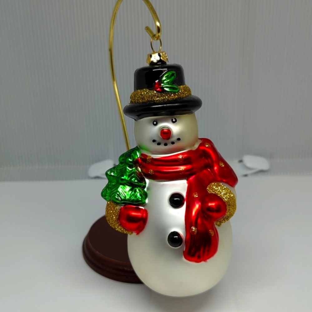Vintage Hand Blown and Hand Painted Glass Christmas Ornament